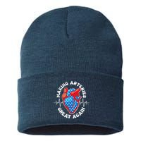 Patriotic Making Arteries Great Again Heart Health Sustainable Knit Beanie