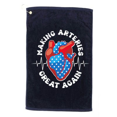 Patriotic Making Arteries Great Again Heart Health Platinum Collection Golf Towel