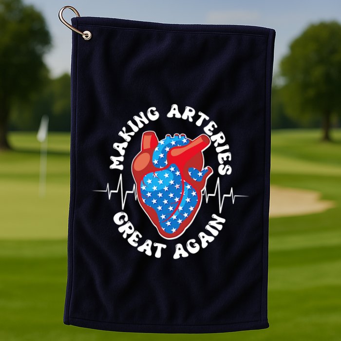 Patriotic Making Arteries Great Again Heart Health Golf Towel
