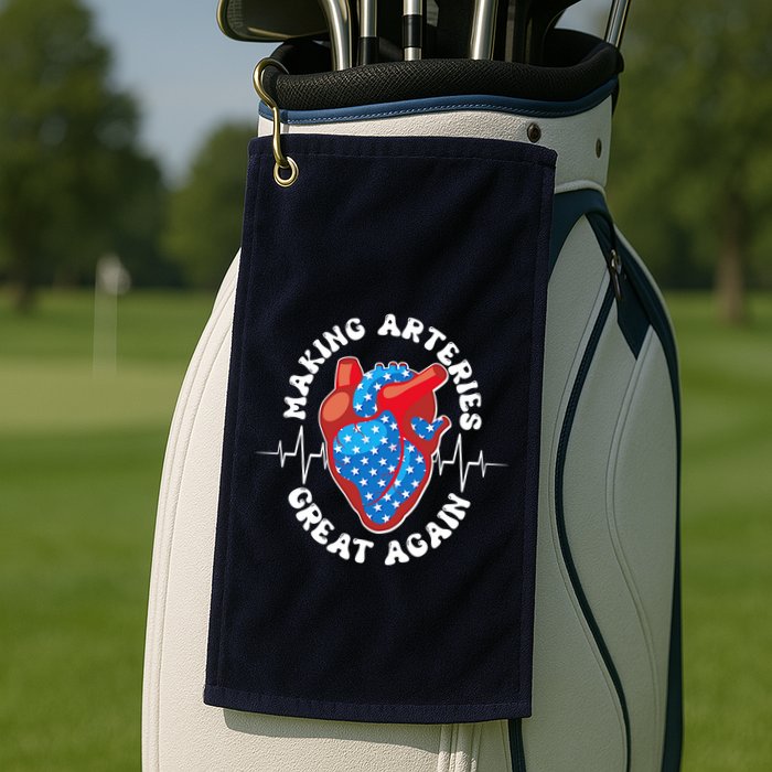 Patriotic Making Arteries Great Again Heart Health Golf Towel