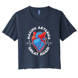 Patriotic Making Arteries Great Again Heart Health Women's Crop Top Tee