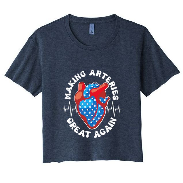 Patriotic Making Arteries Great Again Heart Health Crop Top