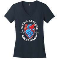 Patriotic Making Arteries Great Again Heart Health Women's V-Neck T-Shirt