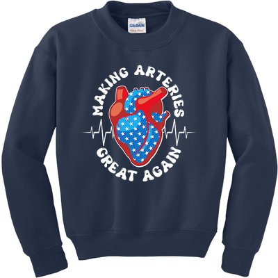 Patriotic Making Arteries Great Again Heart Health Kids Sweatshirt