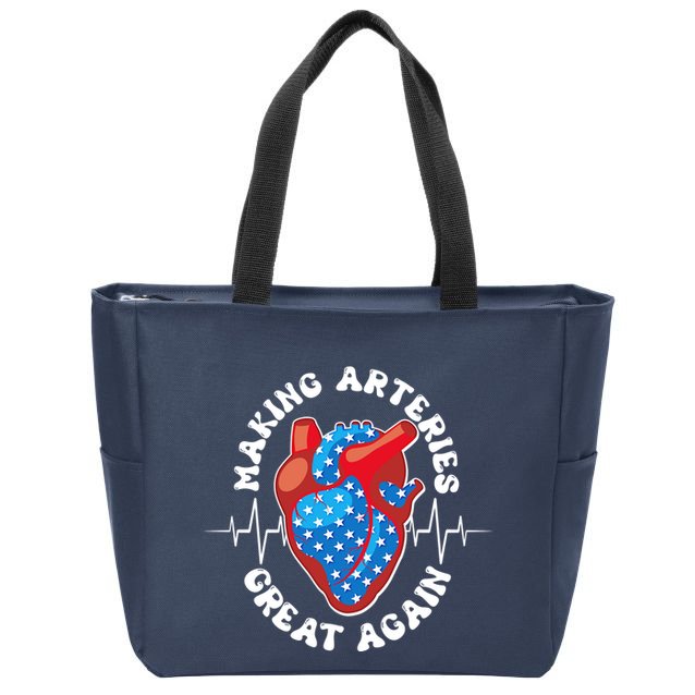 Patriotic Making Arteries Great Again Heart Health Zip Tote Bag