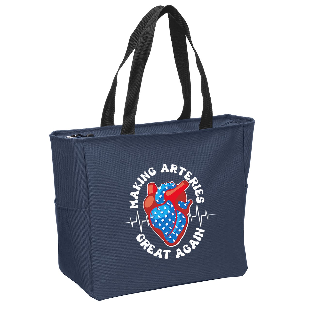 Patriotic Making Arteries Great Again Heart Health Zip Tote Bag