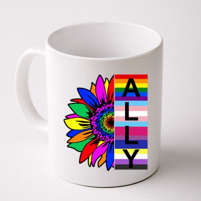Pride Month Ally Rainbow Sunflower Mug