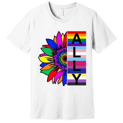 Pride Month Ally Rainbow Sunflower Premium T-Shirt