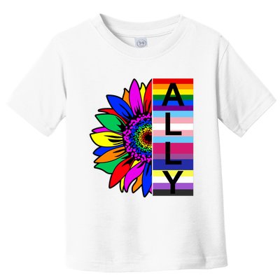 Pride Month Ally Rainbow Sunflower Toddler T-Shirt