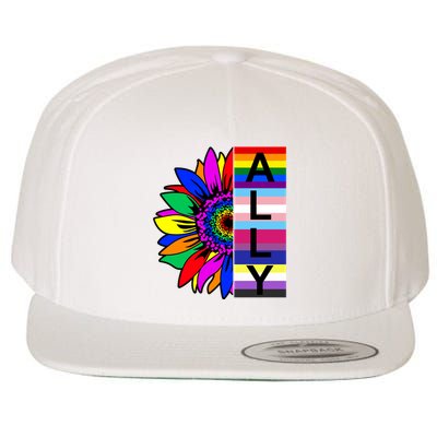 Pride Month Ally Rainbow Sunflower Wool Snapback Cap