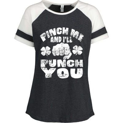 Pinch Me and I'll Punch You Funny Saint Patrick's Day Irish Enza Ladies Jersey Colorblock Tee