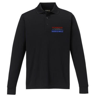 Post Menopausal And Voting For Harris Walz 24 Performance Long Sleeve Polo