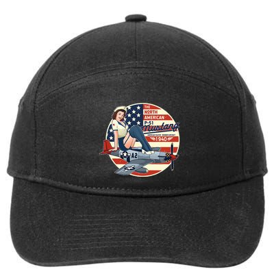 P51 Mustang Airplane Wwii Pinup 7-Panel Snapback Hat