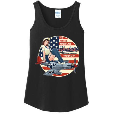 P51 Mustang Airplane Wwii Pinup Ladies Essential Tank