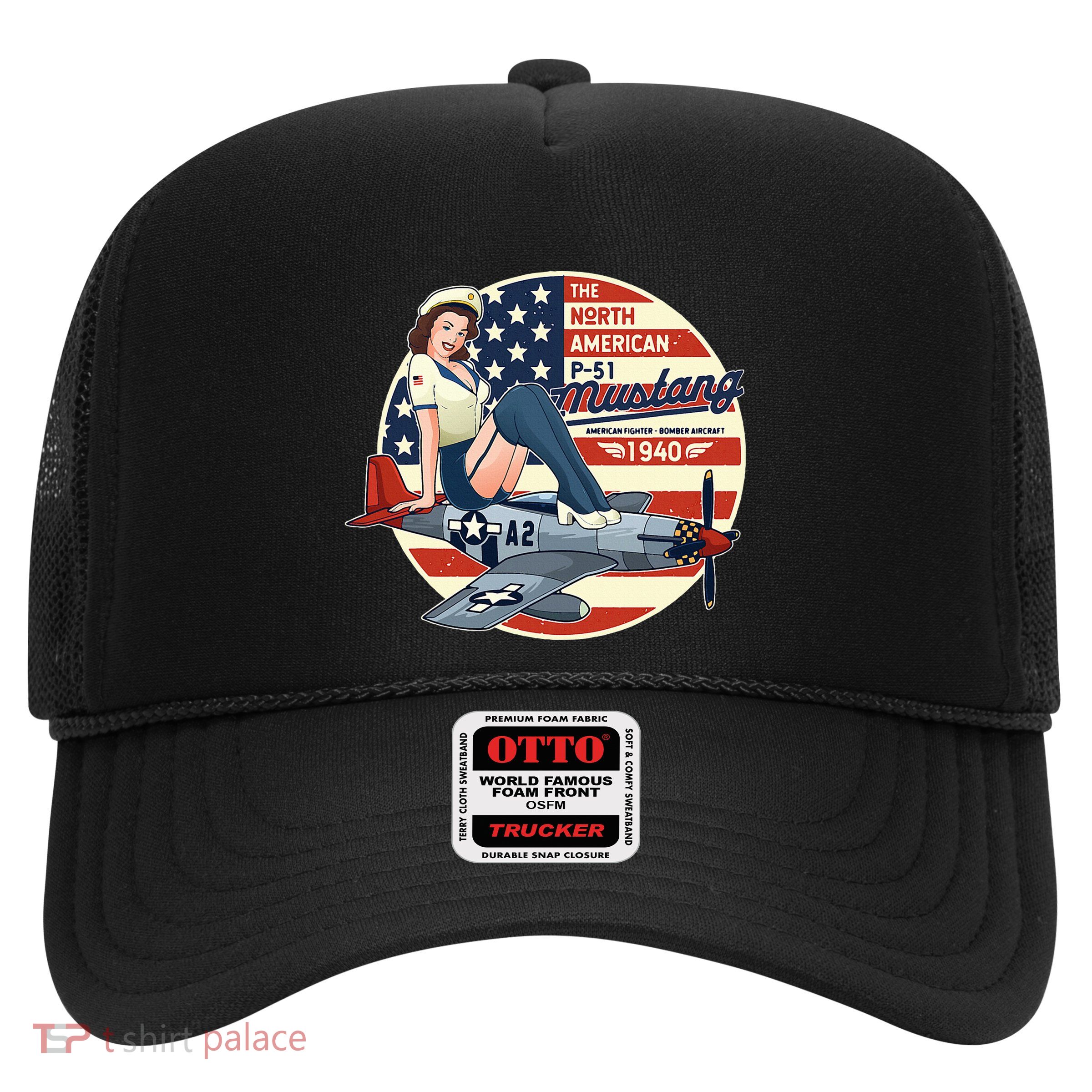 P51 Mustang Airplane Wwii Pinup Trucker Hat