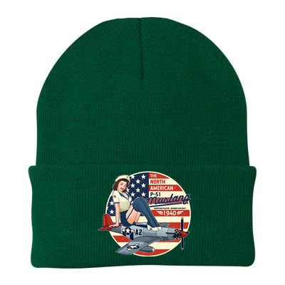 P51 Mustang Airplane Wwii Pinup Knit Cap Winter Beanie