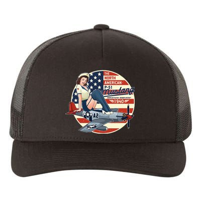 P51 Mustang Airplane Wwii Pinup Yupoong Adult 5-Panel Trucker Hat