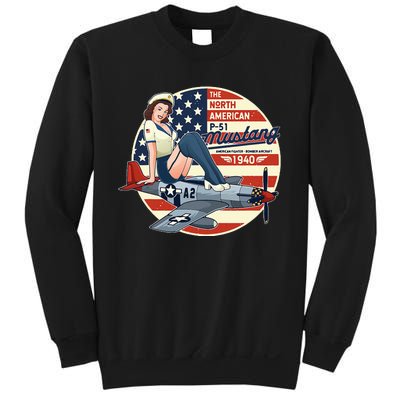 P51 Mustang Airplane Wwii Pinup Sweatshirt