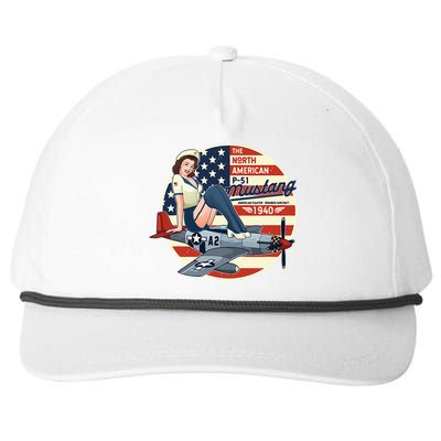 P51 Mustang Airplane Wwii Pinup Snapback Five-Panel Rope Hat