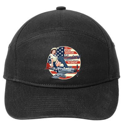P51 Mustang Airplane Wwii Pinup 7-Panel Snapback Hat