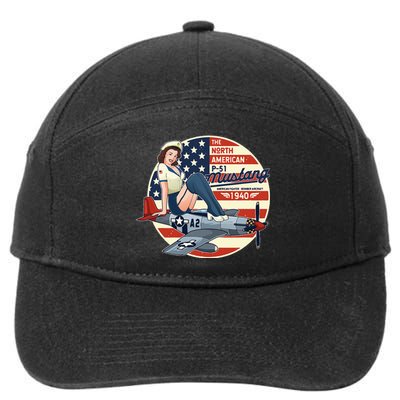 P51 Mustang Airplane Wwii Pinup 7-Panel Snapback Hat