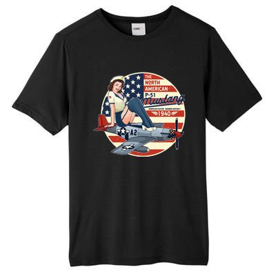 P51 Mustang Airplane Wwii Pinup Tall Fusion ChromaSoft Performance T-Shirt