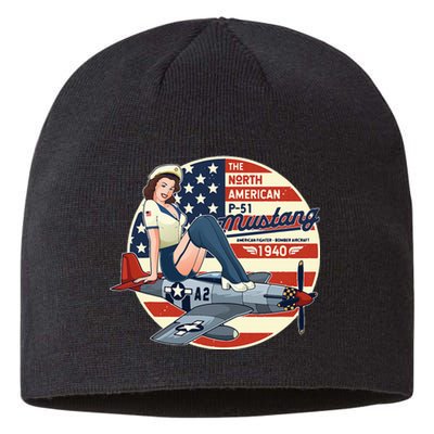 P51 Mustang Airplane Wwii Pinup Sustainable Beanie