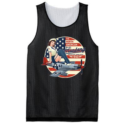 P51 Mustang Airplane Wwii Pinup Mesh Reversible Basketball Jersey Tank