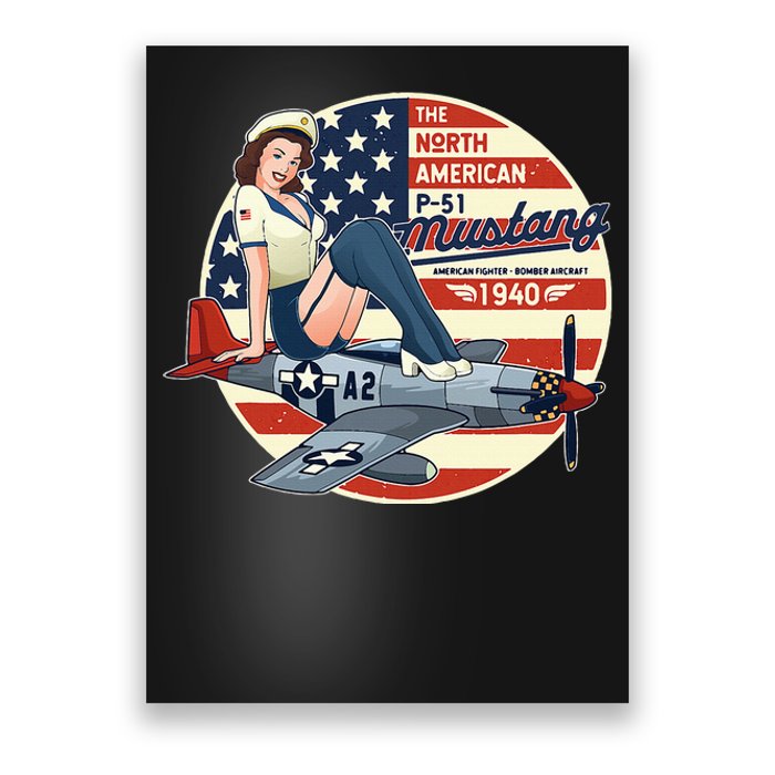 P51 Mustang Airplane Wwii Pinup Poster