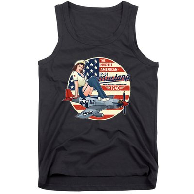 P51 Mustang Airplane Wwii Pinup Tank Top