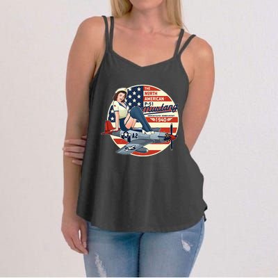 P51 Mustang Airplane Wwii Pinup Women's Strappy Tank