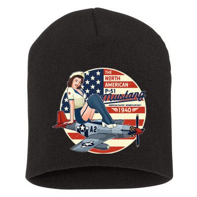 P51 Mustang Airplane Wwii Pinup Short Acrylic Beanie