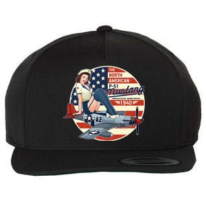 P51 Mustang Airplane Wwii Pinup Wool Snapback Cap