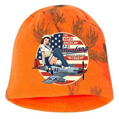 P51 Mustang Airplane Wwii Pinup Kati - Camo Knit Beanie