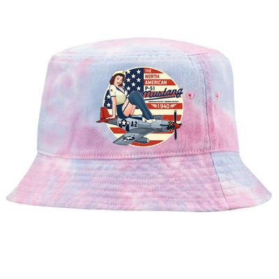 P51 Mustang Airplane Wwii Pinup Tie-Dyed Bucket Hat