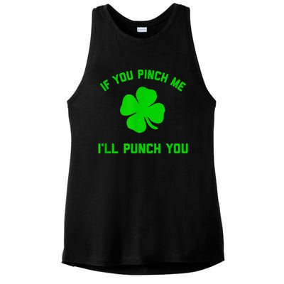 Pinch Me And I'll Punch You Funny Happy St. Patrick's Day Ladies PosiCharge Tri-Blend Wicking Tank