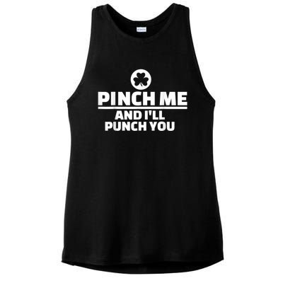 Pinch Me And I'll Punch You Funny Happy St. Patrick's Day Ladies PosiCharge Tri-Blend Wicking Tank