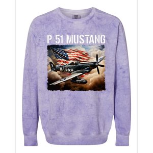 P51 Mustang American Ww2 Fighter Airplane P51 Mustang Colorblast Crewneck Sweatshirt