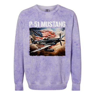 P51 Mustang American Ww2 Fighter Airplane P51 Mustang Colorblast Crewneck Sweatshirt