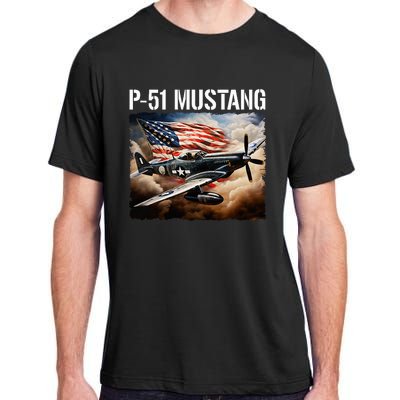 P51 Mustang American Ww2 Fighter Airplane P51 Mustang Adult ChromaSoft Performance T-Shirt