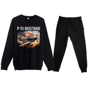 P51 Mustang American Ww2 Fighter Airplane P51 Mustang Premium Crewneck Sweatsuit Set