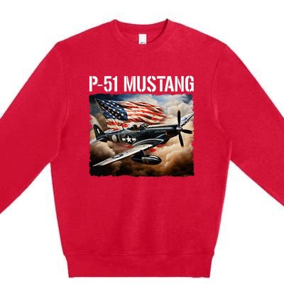 P51 Mustang American Ww2 Fighter Airplane P51 Mustang Premium Crewneck Sweatshirt