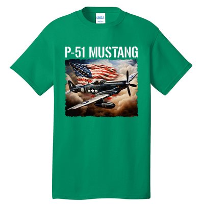 P51 Mustang American Ww2 Fighter Airplane P51 Mustang Tall T-Shirt