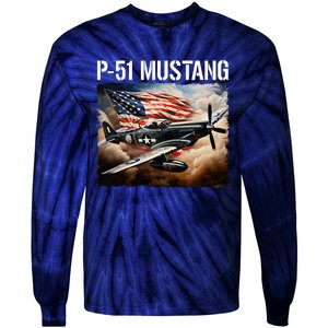 P51 Mustang American Ww2 Fighter Airplane P51 Mustang Tie-Dye Long Sleeve Shirt