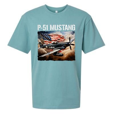 P51 Mustang American Ww2 Fighter Airplane P51 Mustang Sueded Cloud Jersey T-Shirt