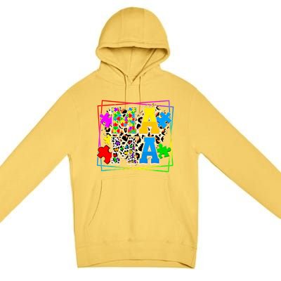 Puzzle Mama Autism Awareness Melanin Autism Leopard Mama Gift Premium Pullover Hoodie