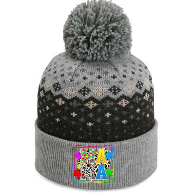 Puzzle Mama Autism Awareness Melanin Autism Leopard Mama Gift The Baniff Cuffed Pom Beanie