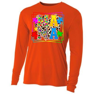 Puzzle Mama Autism Awareness Melanin Autism Leopard Mama Gift Cooling Performance Long Sleeve Crew