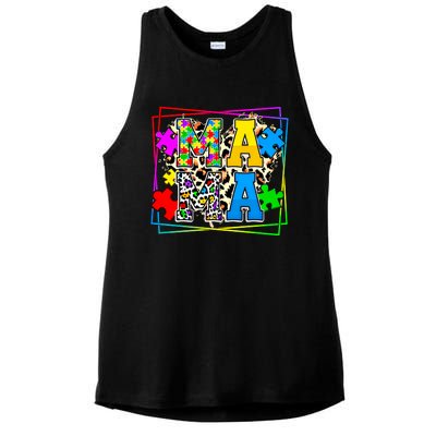 Puzzle Mama Autism Awareness Melanin Autism Leopard Mama Gift Ladies PosiCharge Tri-Blend Wicking Tank