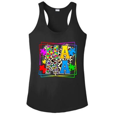 Puzzle Mama Autism Awareness Melanin Autism Leopard Mama Gift Ladies PosiCharge Competitor Racerback Tank